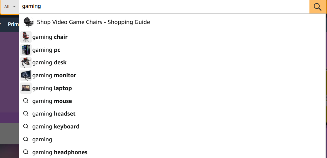amazon search box suggestions