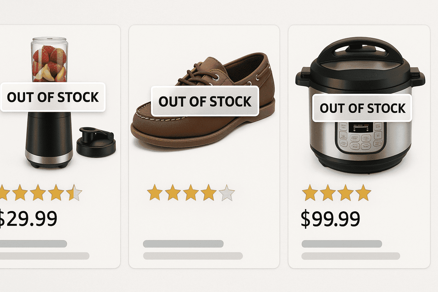out of stock amazon products