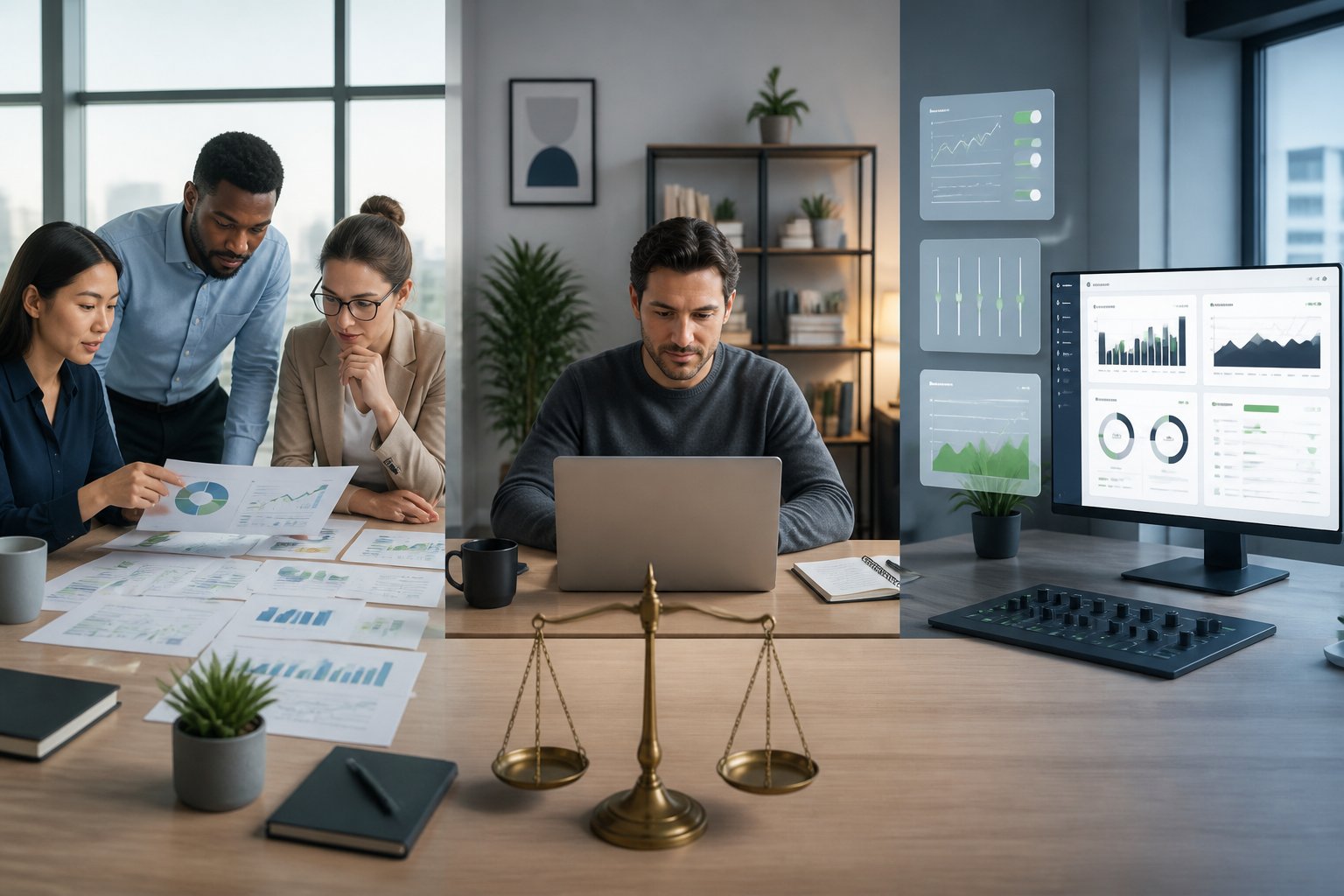 Marketing professionals compare agency support, freelance expertise, and advertising software using campaign performance dashboards.