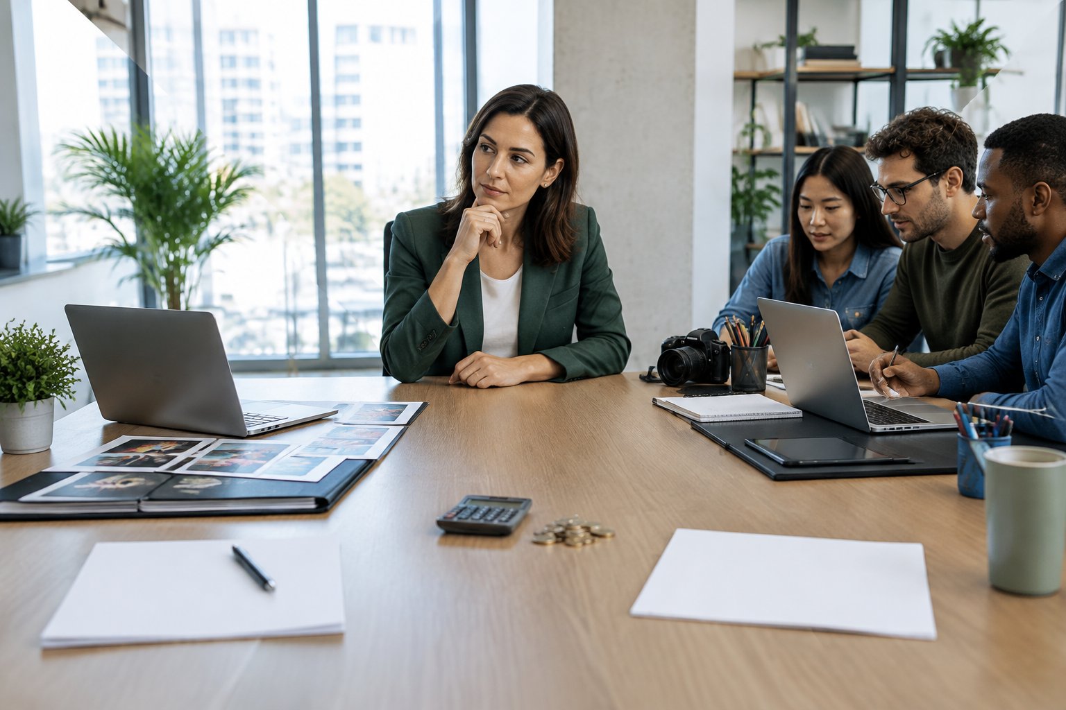 A business decision-maker compares an external creative agency with an in-house team.