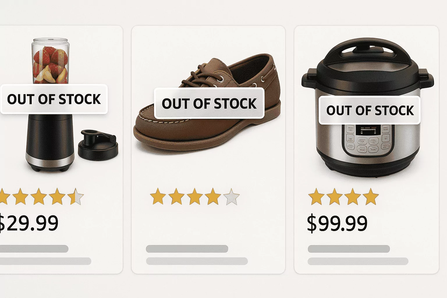 out of stock amazon products